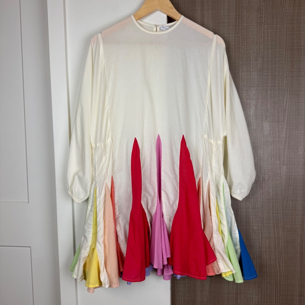 Rhode Resort Ella Mini Dress Pleat Rainbow Color Block Size XS - Picture 4 of 15